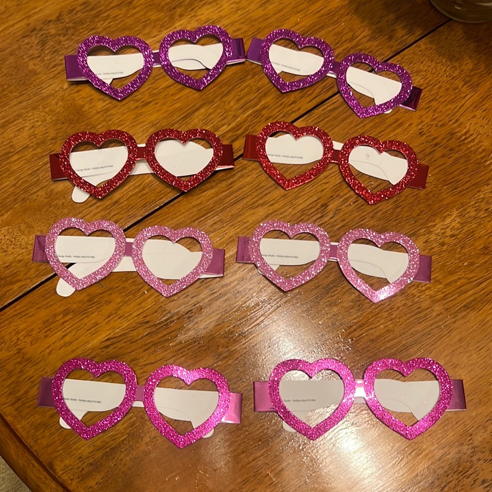 Heart glittering Shape kids paper party photo op Glasses  Valentine Party Toy